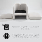 Modern Accent Barrel Chair, Single Sofa Chair with Removable Back Pillow, Comfy Chenille Upholstered Reading Accent Chair Lounge Armchair for Bedroom Living Room, Beige