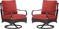 Sophia & William Extra Large Outdoor Patio Swivel Sofa Chairs Set 2 PCS Heavy-Duty Metal Porch Furniture with High Back & Deep Seating Area, 5.5" Thicken Cushions for Deck, Lawn, Outside (Red)