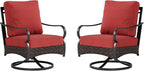 Sophia & William Extra Large Outdoor Patio Swivel Sofa Chairs Set 2 PCS Heavy-Duty Metal Porch Furniture with High Back & Deep Seating Area, 5.5" Thicken Cushions for Deck, Lawn, Outside (Red)