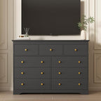 LYNSOM Modern 9 Drawer Dresser, 55.1" Wide Dressers & Chests of Drawers with Large Capacity Storage, Mid Century Black Dresser for Bedroom, Hallway, Black