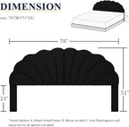 King Size Headboard Only, Petal Wall Mount Headboard King/California King Size for Adjustable Bed Velvet Upholstered Head Board Easy Assembly, Black
