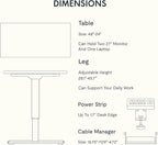 FLEXISPOT EN2 Whole-Piece Standing Desk with Clamp Power Strip, 48 x 24 Electric Stand Up Height Adjustable Desk with Cable Management (White Frame + 48" Gray Wood Grain Desktop, 2 Packages)