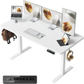 FEZIBO One-Piece Standing Desk Adjustable Height Stand up Home Office Desk, 55x24 Inch Electric Standing Computer Desk, with 4 Memory Presets, Headphone Hook, White