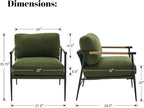 DUOMAY Mid-Century Modern Accent Chairs Armchairs Set of 2, Soft Linen Fabric Sofa Lounge Chairs Reading Chairs with Metal Leg for Living Room Bedroom Office, Green