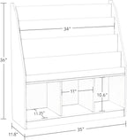 RiverRidge Kids 4 shelves Three Cubbies Bookrack, White (02-251), 11.81"D x 35"W x 36"H