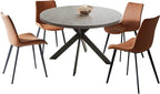 47" Round Dining Table Set, Mid Century Modern Round Dining Table for 4-6 Person, Steel Legs, Leisure Coffee Table for Kitchen Dining Room, Save Space