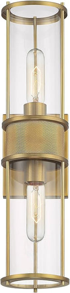 Possini Euro Design Miranda Modern Wall Light Sconce Warm Brass Gold Hardwired 4 1/2" 2-Light Fixture Clear Glass Shades for Bedroom Bathroom Vanity Reading Living Room Hallway House Home Decor