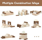 Asweets Kids Play Couch with Tunnel and Balls, Play Couch for Toddlers, Kids Foam Convertible Play Building Fort for Christmas and New Year, Brown