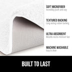 GORILLA GRIP Bathroom Rugs, 60x24, Ultra Soft Absorbent Mat, Thick Plush Bath Rug, Machine Washable, Microfiber Quick Dry, Mats for Shower, Bathtub and Floor, Home Decor Accessories, White