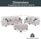 Legend Vansen Modular Sectional Sofa L Shaped Couch with Ottoman Modern Reversible Corner Sectional Couch for Living Room