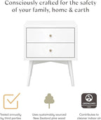 Babyletto Palma Small Nightstand with 2-Drawers - Assembled Modern Bedside Table for Small Spaces - GREENGUARD Gold Certified - Durable Wood Night Stand & Kids Bed Side Table for Bedroom - White