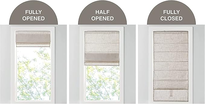 Madison Park Kyler Cordless Roman Shades - Single Panel, Lightweight Linen Blend Fabric, Natural Design, Easy Installation, Light Filtering Window Blind, Bedroom, Living Room Decor 31" W x 64" H Grey