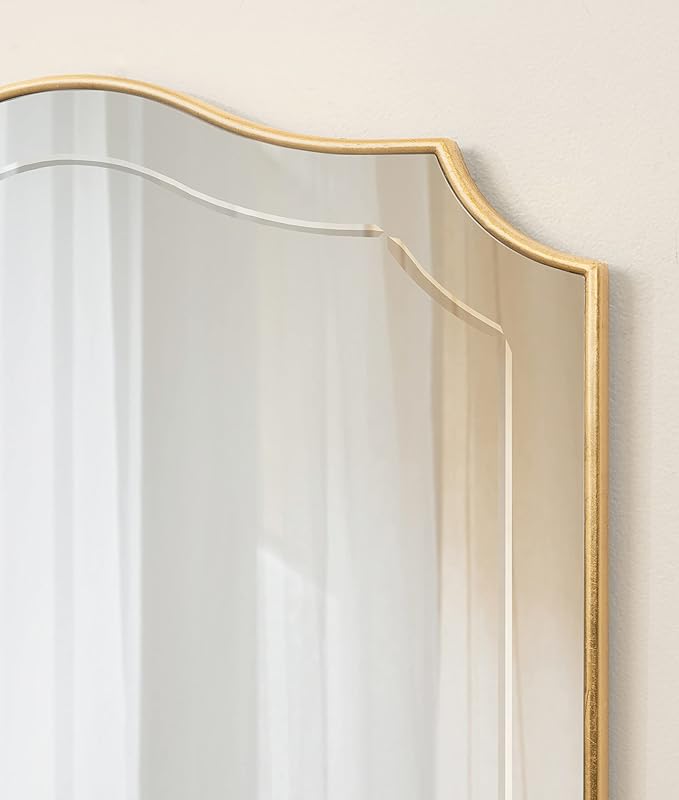 Kate and Laurel Hollyn Glam Scalloped Wall Mirror; 20 x 30; Gold; Decorative Traditional Wall Decor with Elegant Frame and Soft Scallops