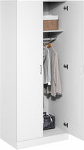 Furinno Robin Wardrobe Cabinet with Hanging Rod, Closet Organizers and Storage, for Wardrobe, Bedroom, Living Room, Entryway, White