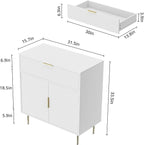 Coffee Bar Cabinet with 2 Doors & Drawer, Sideboard Buffet with Adjustable Shelves, Accent Liquor Cabinet with Storage, Console Table for Living Dining Room, White