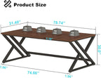 LVB Walnut Large Office Desk, Modern Long Wood Metal Computer Desk, Industrial Rustic Double Workstation Desk for Two People, Vintage PC Executive Work Study Writing Computer Table for Home, 78.7 in