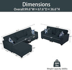 Legend Vansen Modular Sectional Sofa U Shaped Couch with Ottoman Modern Reversible Corner Sectional Couch for Living Room (Charcoal, 2+3 with Ottoman)