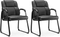 NEWBULIG Waiting Room Guest Chairs Set of 2, Stationary Office Reception Chairs No Wheels, Comfy Padded Arms and Seld Base, for Conference Room Lobby Home Computer Desk Bedroom Elderly, Black