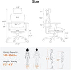 Newtral Ergonomic Office Chair with Fully Adaptive Lumbar Support, 136°Tilt Function, Computer Desk Chair with Soft 4D Armrest, Adjustable Headrest (Supreme Without Laptop Tray, Black)