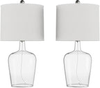 Lavish Home Glass Cloche Table Lamps – Set of 2 Modern Farmhouse Accent Lights with LED Bulbs – Home Décor for Bedroom, Living Room, or Office
