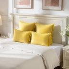 FUTEI Lemon Yellow Velvet Decorative Throw Pillow Covers 18x18 Set of 2,Soft Cozy Edge with Tassels Cushion Case,Boho Modern Home Decor for Couch Bed Living Room