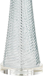 Possini Euro Design Miriam Modern Table Lamps 28.5" Tall Set of 2 Light Sky Blue Fluted Glass with Swirl Pattern White Drum Shade for Living Room Bedroom Bedside Nightstand Office Family