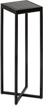 Kate and Laurel Jaspur Modern Square Drink Table, 7 x 7 x 21, Black and Black Marble, Decorative Contemporary Accent Table for Stylish Display and Storage