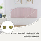Velvet Queen Size Headboard, Upholstered Headboard Queen/Full Size Wall Mount and Bed Frame Mount, Featuring High-Density Sponge Padding Luxury Texture Easy Assembly Comfort Style-Pink