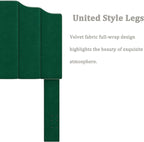 Queen Size Headboard Only, Velvet Wall Mounted Headboard Queen/Full Size for Adjustable Bed, Modern Vertical Channel Design with Curved Tufted Upholstered Head Board, Jade Green