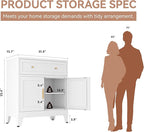 Metal Sideboard Cabinet, Small Pantry Sideboard Cabinets with 2 Doors and Adjustable Shelves, White Metal Buffet Cabinet for Kitchen Dining Room Living Room, Entryway, Bathroom,Office