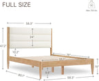 Wood Bed Frame with Headboard Upholstered Platform Mattress Foundation,Strong Wooden Slat Support,No Box Spring Needed