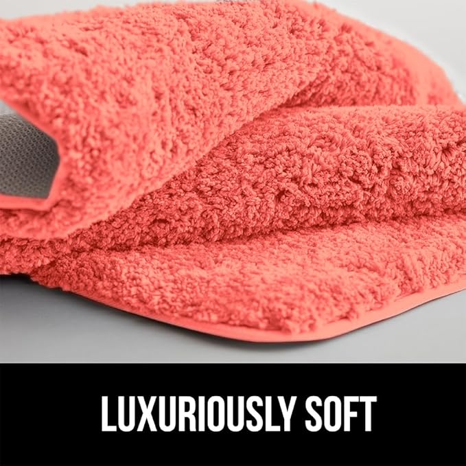 GORILLA GRIP Bathroom Rugs, 30x20, Ultra Soft Absorbent Mat, Thick Plush Bath Rug, Machine Washable, Microfiber Quick Dry, Mats for Shower, Bathtub and Floor, Home Decor Accessories, Coral