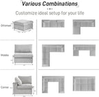 Cloud Couch Modular Sectional Sofa with Storage Ottomans,Oversized Down Filled 8 Seater Convertible Sectional Sofas, Gray Wide Deep Seat Couch for Living Room,Covers Washable&Replaceable