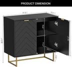 Scurrty Large Sideboard, Black Storage Buffet with 6 Doors, Adjustable Shelf & Golden Legs - Accent Cabinet for Living Room & Kitchen