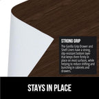 GORILLA GRIP DripGuard Shelf Liner, Non Adhesive Drawer and Kitchen Cabinet Protector, Slip Resistant BPA Free Smooth Surface Plastic Liners for Cabinets, Bathrooms, Closets, 17.5x120 Inch, Wood