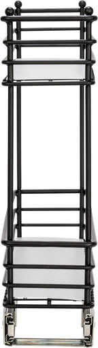 Household Essentials Glidez Multipurpose Paint-Finished Steel Pull-Out/Slide-Out Storage Organizer with Plastic Liners for Under Cabinet Use - 2-Tier Design, Black