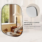 ANDY STAR 22"x30" Black Bathroom Mirror, Irregular Wall Mirror in Stainless Steel Metal Frame, Modern Matte Black Finish with Curved Edge Design, Wall-Mount Vertically or Horizontally