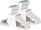 3 Sprouts Velvet Baby Hangers - Non-Slip Hanger for Infant, Toddler, Baby Clothes - Closet Kids Hangers with Slim Design, Nordic Colors, Pack of 30 - Gray