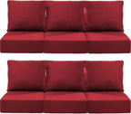 Luxury 22x24/22x25 6-Inch Outdoor Deep Seat Cushions Set of 6 - Comfortable Patio Zipper Chair Cushion for Outside Wicker Dining Rocking Swivel Chairs Loveseat Couch Sectional Sofa - Red