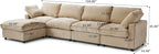 WJShome L Shaped Sectional Couch 134 Inch 4-Seater Modern Modular Sofa with Ottoman,Chenille Deep Seat Couches for Living Room, Bedroom and Apartment，Khaki