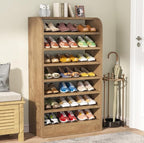 Tribesigns Shoe Rack for Entryway, 8-Tier Tall Shoe Shelf Shoes Storage, Wooden Shoe Cabinet Organizer for Closet, Hallway, Living Room, Wood Color, 2 Pcs