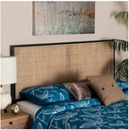 Rustic Romance Modern Bohemian Black Finished Bayur Wood and Natural Size Headboard 62.2L x 2D x 40.2H Inches Adjustable Height Traditional Design