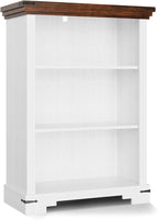3-Tier Farmhouse Bookshelf, Book Shelf with Open Storage & One Adjustable Shelf, 9.8" D x 26" W x 38" H, Wooden Bookshelf for Study Room, Living Room, Kitchen, Bedroom (White)