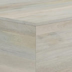 SIMPLIHOME Abba Square Coffee Table - 28 inch Wide Solid Mango Wood Modern Cocktail Table in White Wash, Contemporary Table for Living Room with Low Profile Block Design, Assembled
