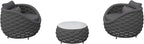Deck Furniture Set: 3 Pieces Aluminum Woven Rope Patio Conversation Sofa Set for 2, Comfy Cushions Couch Armchair Table Set Assembled, 400lbs for Porch Balcony Pool Bistro Yard Hotel - Dark Gray