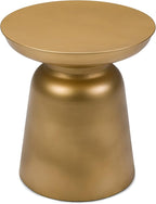 SIMPLIHOME Toby Metal Table - 17 inch Wide Solid Iron Drum Accent Table in Gold, Industrial Side or End Table for Living Room, Bedroom or Entryway with Sculptural Design, Assembled