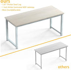 NSdirect Large Office Desk for Home Office, Large 63" Computer Desk Table, Wide Writing Study Desk for 2 Person, Metal Sturdy Frame Thicker Steel Legs, (White Oak, 63"L x 23.6"W x 29.5"H)