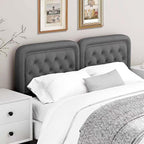 Tufted Upholstered Headboard King Size, Button Adjustable Height King Head Board Only, Sturdy and Durable Solid Wood with Nailhead Trim Headboards, Ideal for Bedroom, Dorm, Guest Room,Gray