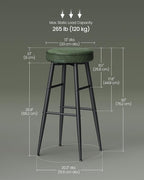 VASAGLE EKHO Collection - Bar Stools Set of 2, Bar Height Bar Stools, Kitchen Counter Stools, Mid-Century Modern Backless Counter Stools, 30-Inch Tall, Kitchen Island Home Bar, Forest Green