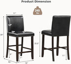 COSTWAY Bar Stools Set of 4, 25.5” PVC Leather Armless Counter Height Chair with Back, Kitchen Island Breakfast Chair for Dining Room, Party Room & Restaurant (4, Black)